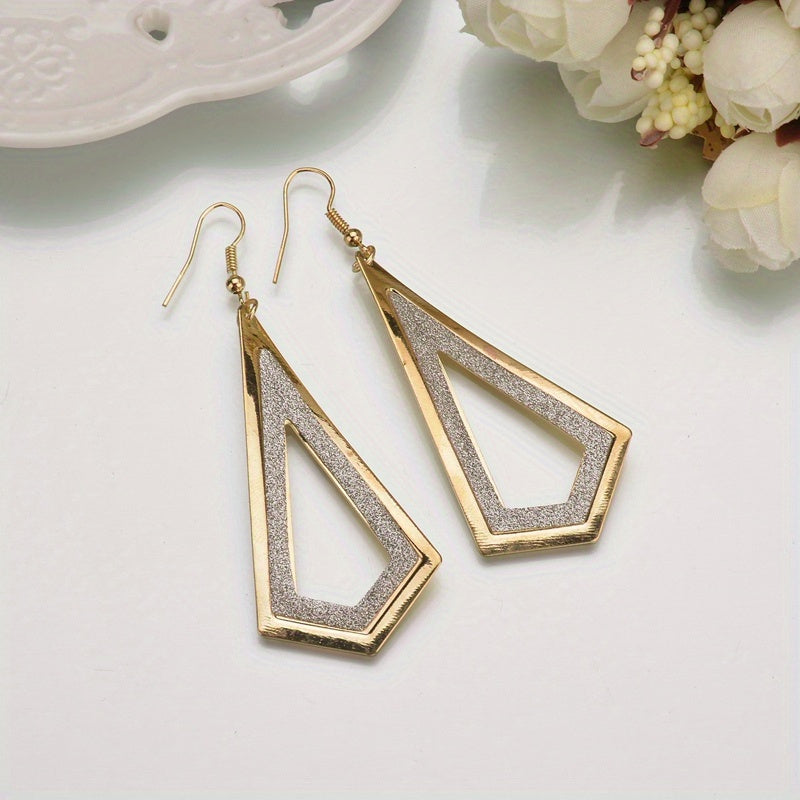 Long Cubic Zirconia Triangle Dangle Earrings Geometric Drop Earrings For Women 1Pair