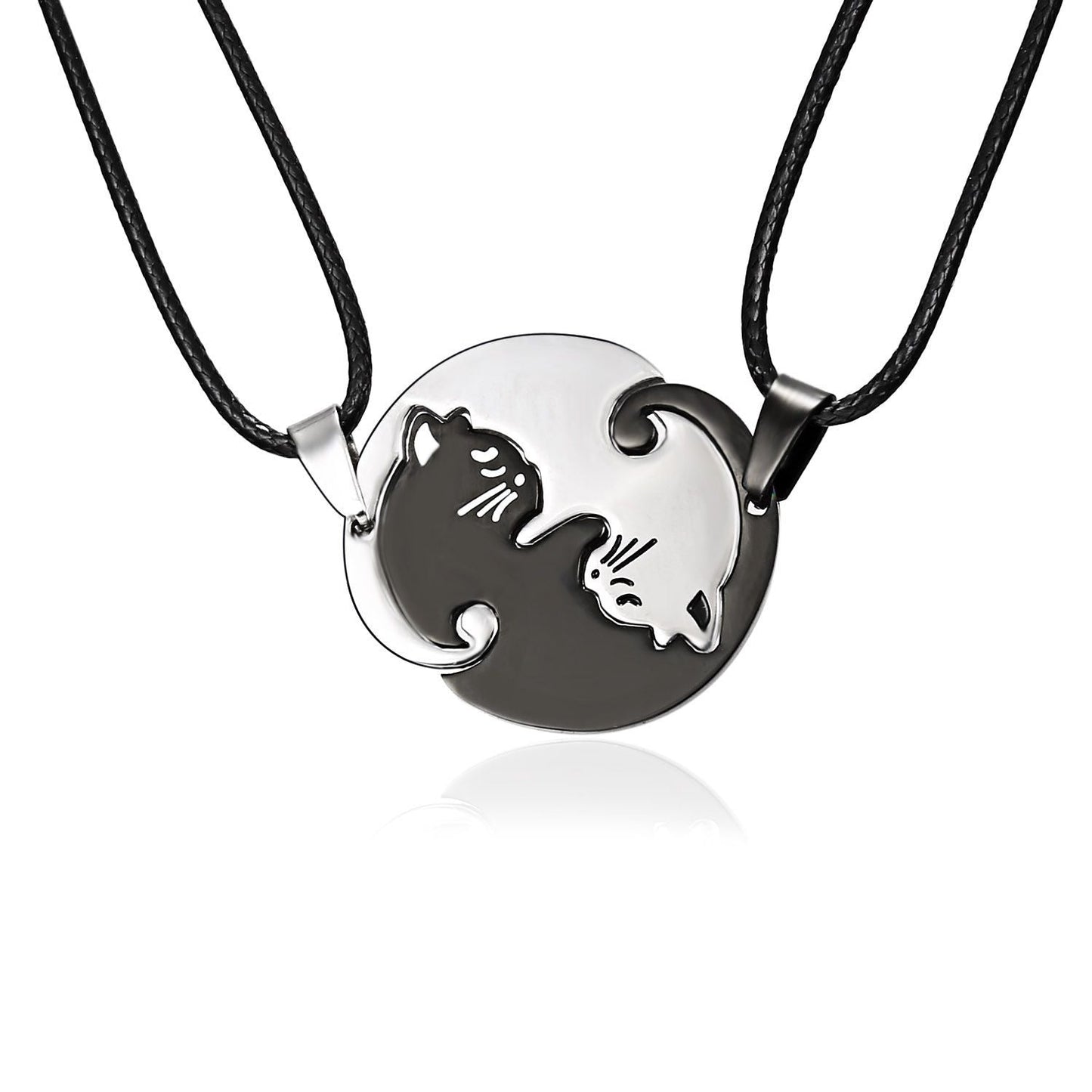 Couple Necklace Jewelry Choker Cute Cartoon Cat Animal Stainless Steel Necklace For Women Men Girl Boy Valentine's Day Gift