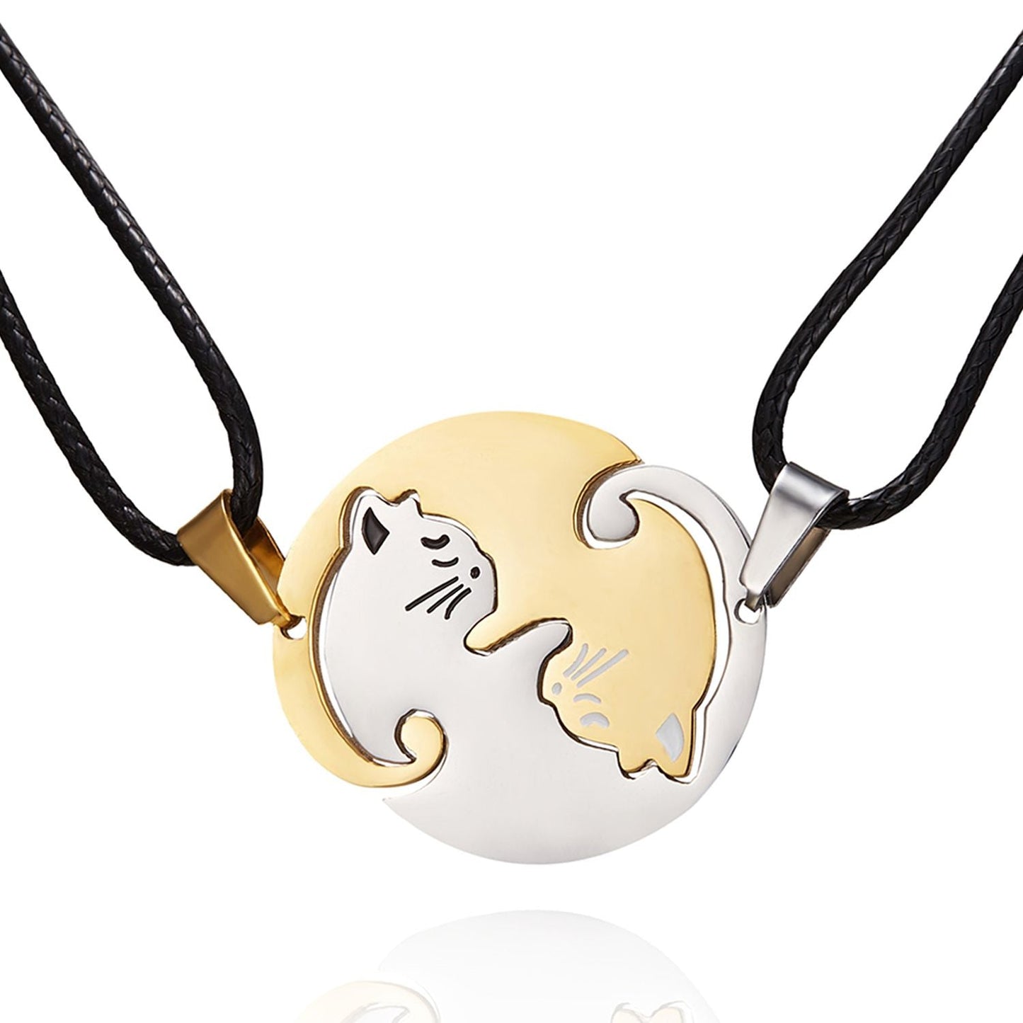 Couple Necklace Jewelry Choker Cute Cartoon Cat Animal Stainless Steel Necklace For Women Men Girl Boy Valentine's Day Gift