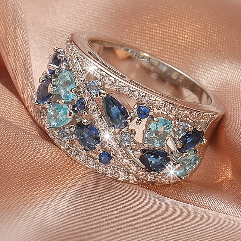 Boho Ladies Elegant Zircon Finger Ring For Women Birthday Party Wedding Gift