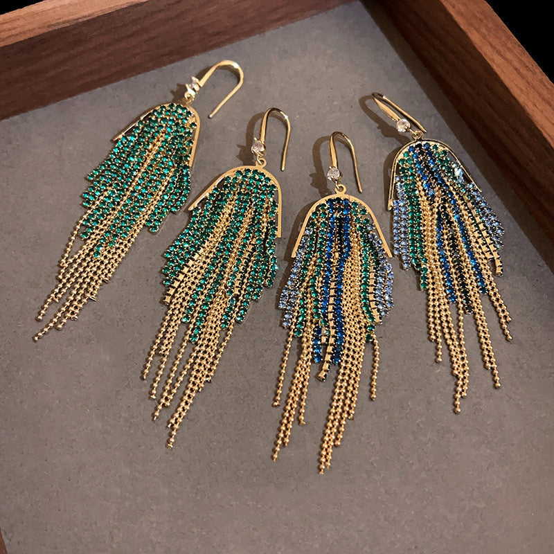 Diamond Inlaid U-shaped Long Tassel Ear Hook In Europe And America