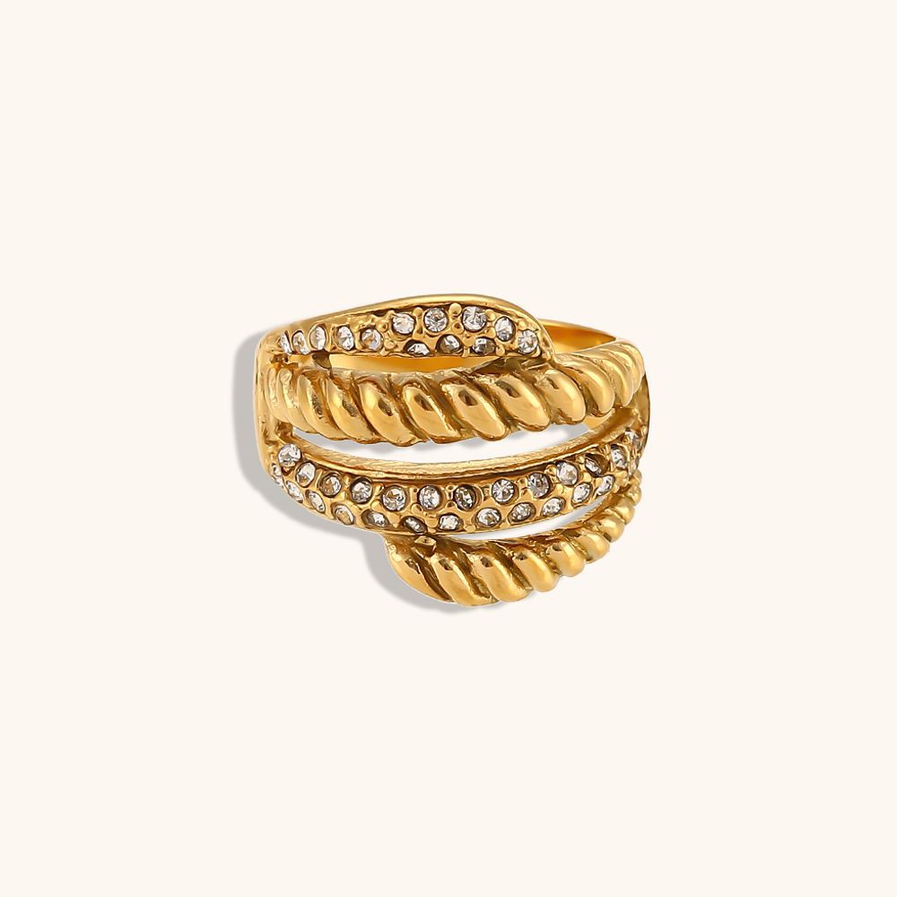 Four Layer Diamond Feather Ring
