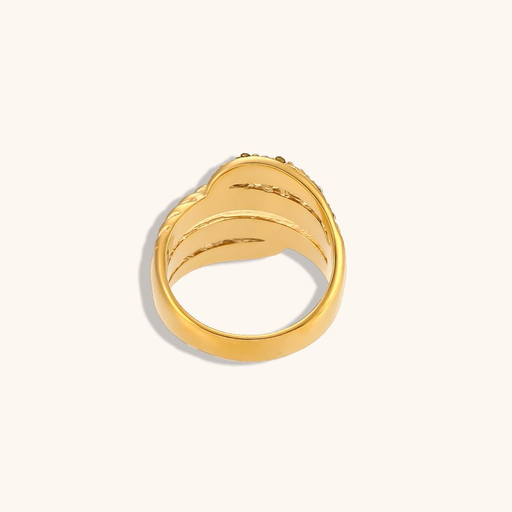 Four Layer Diamond Feather Ring