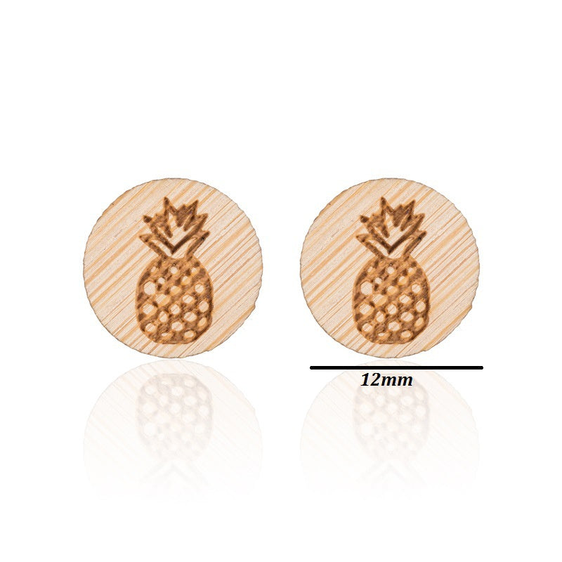 New Vintage Small Animal Plant Wooden Stud Earrings For Girls Simple Stud Earrings