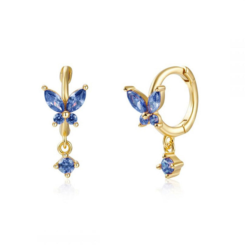 Women's Multicolored Zircon Butterfly Earrings