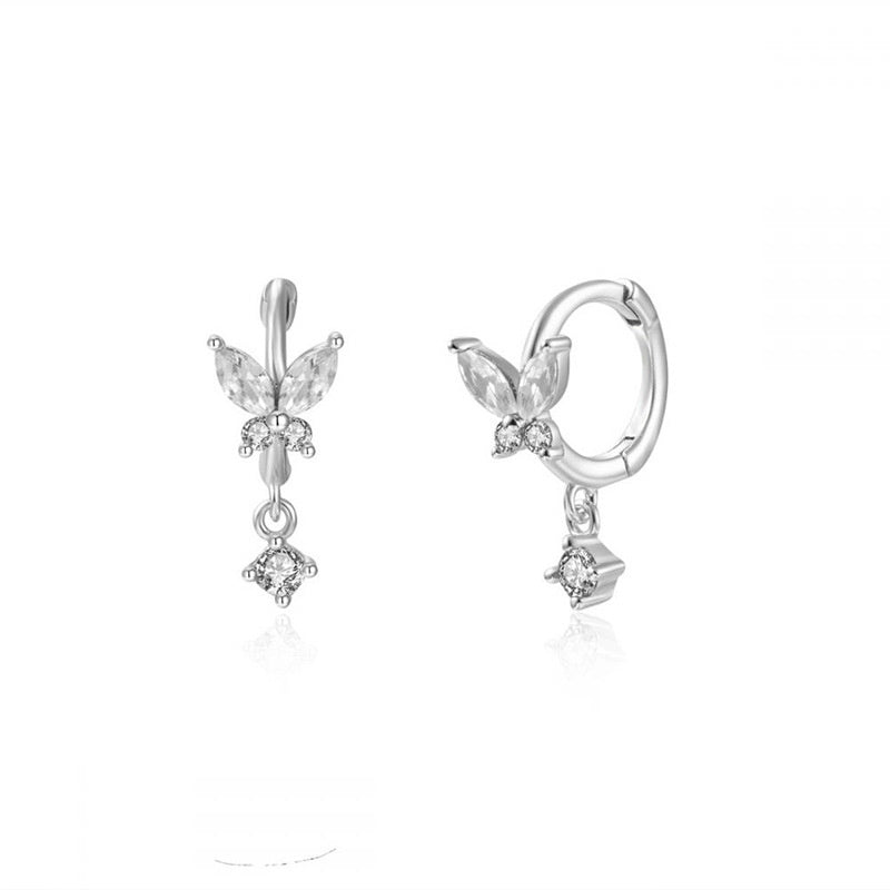 Women's Multicolored Zircon Butterfly Earrings