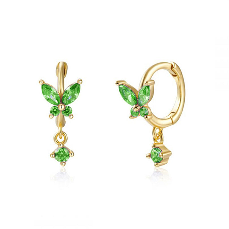 Women's Multicolored Zircon Butterfly Earrings