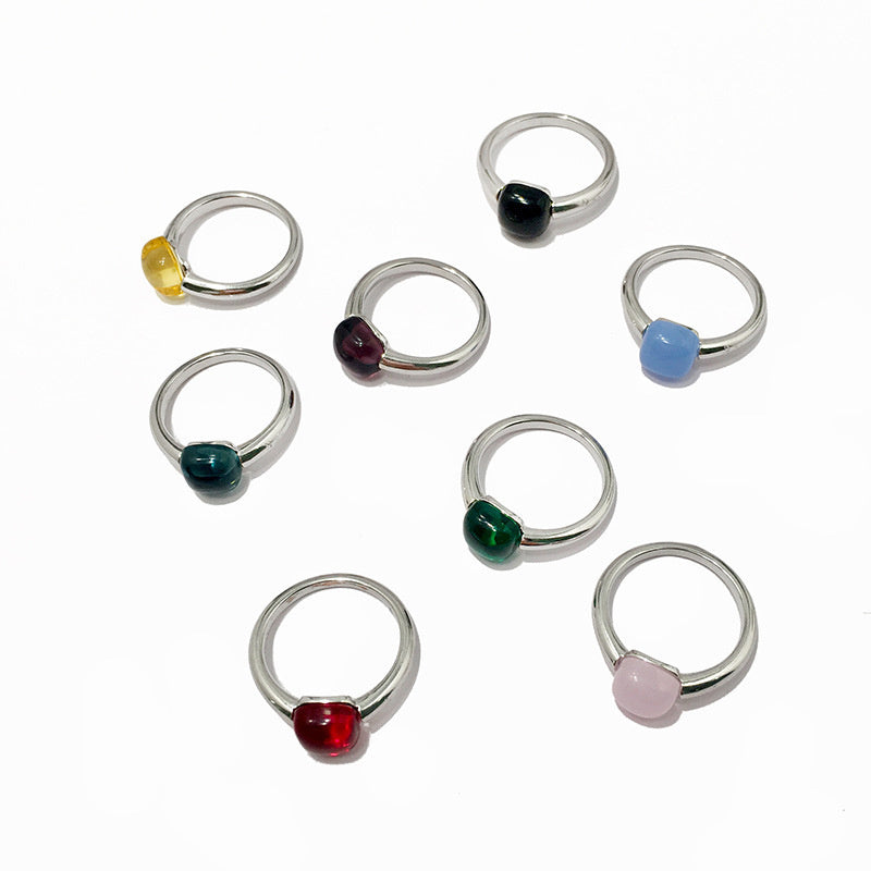 Japanese And Korean Design Sense Jewel Candy Bun Small Sugar Ring