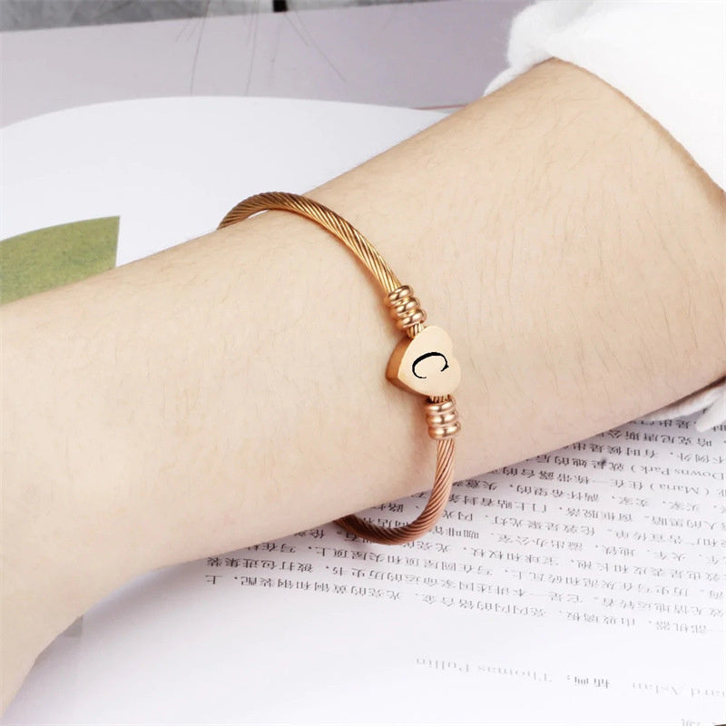 Simple Love 26 Letters Stainless Steel Bracelet Word
