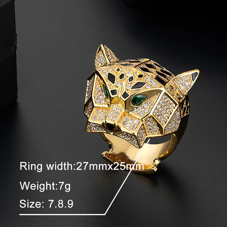 Gold And Rhodium Plating Leopard Man