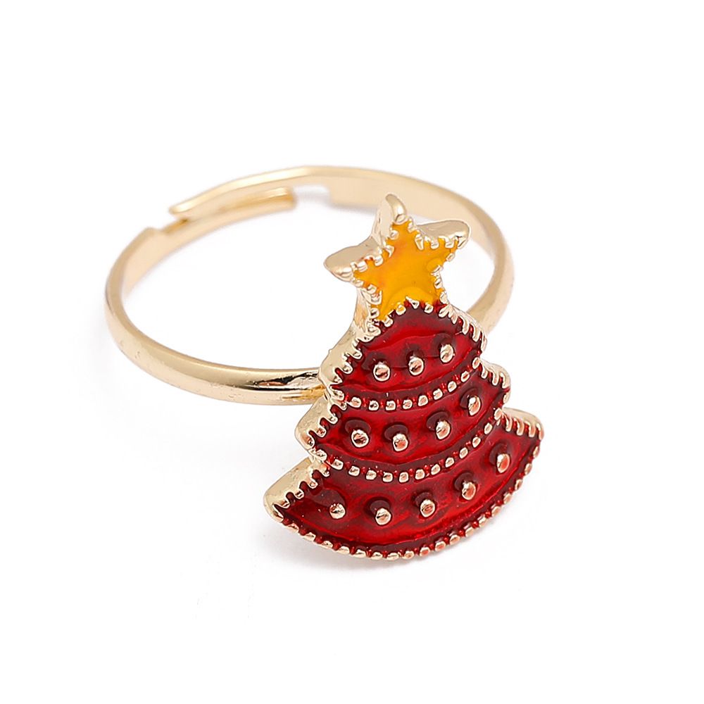 European And American Christmas Ornament Cartoon Children's Ring Snowman Elk Christmas Tree Snowflake Finger