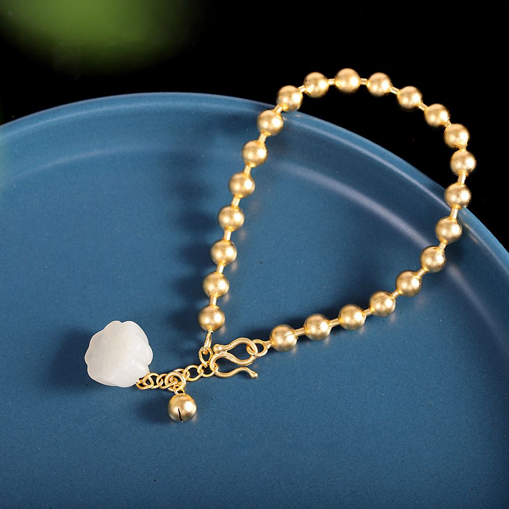 Fashion Simple White Jade Lotus Bracelet