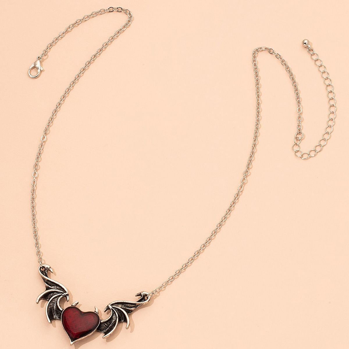 Devil Wings Necklace Punk Hip Hop Metal Heart Pendant