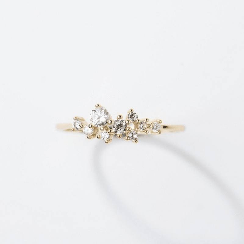 Simple 14K Gold Plated Inlaid Zircon Ring Stackable Ladies Jewelry Accessories