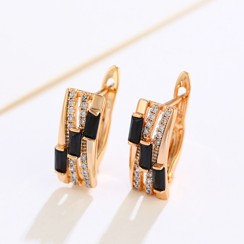 18K golden fashion ear buckle European and American earrings