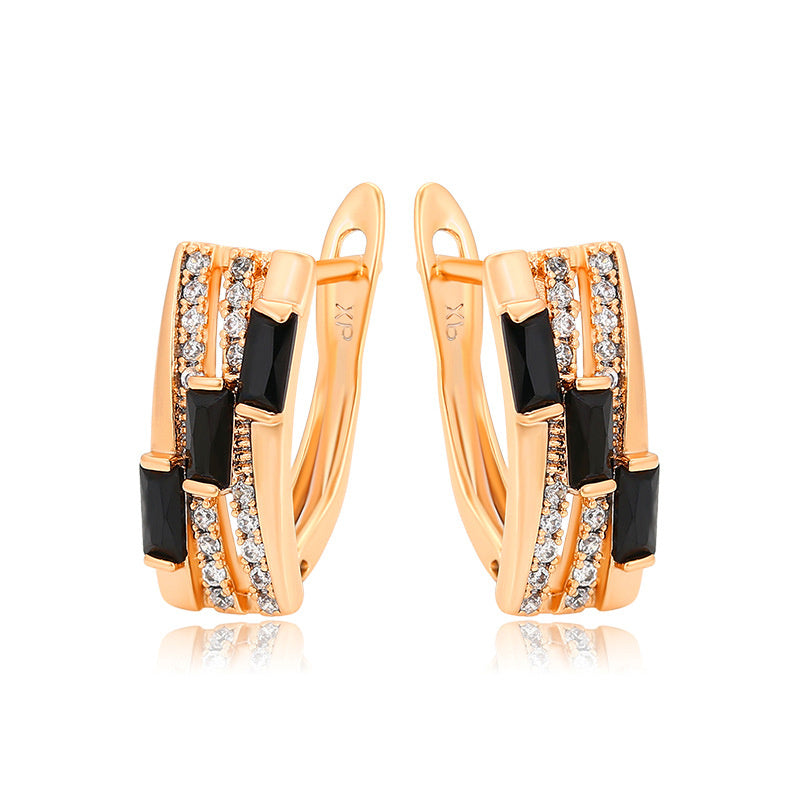 18K golden fashion ear buckle European and American earrings