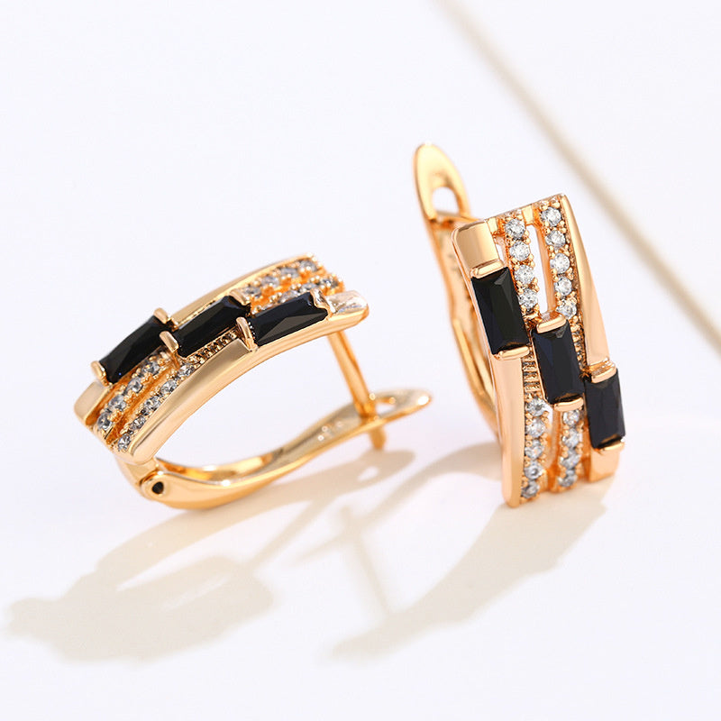 18K golden fashion ear buckle European and American earrings