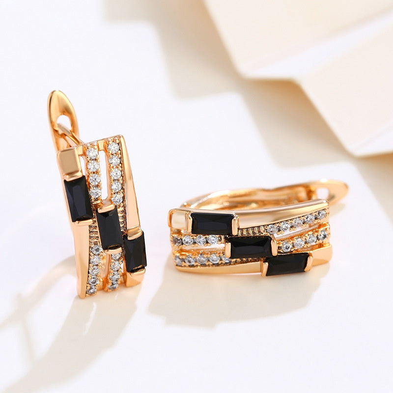 18K golden fashion ear buckle European and American earrings