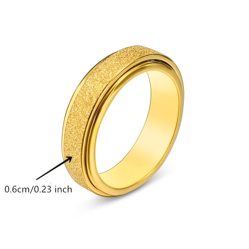 Spinner Ring For Women Men; Anxiety Relief Stainless Steel Golden Silvery Black Rainbow Sand Blast Finish Fidget Ring; Band Wedding Pormise Jewelry