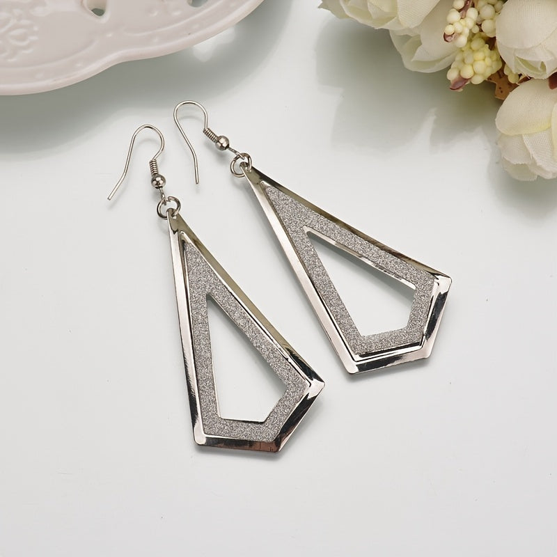 Long Cubic Zirconia Triangle Dangle Earrings Geometric Drop Earrings For Women 1Pair
