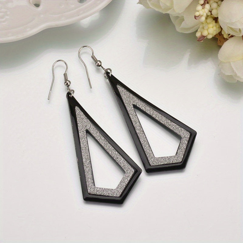 Long Cubic Zirconia Triangle Dangle Earrings Geometric Drop Earrings For Women 1Pair