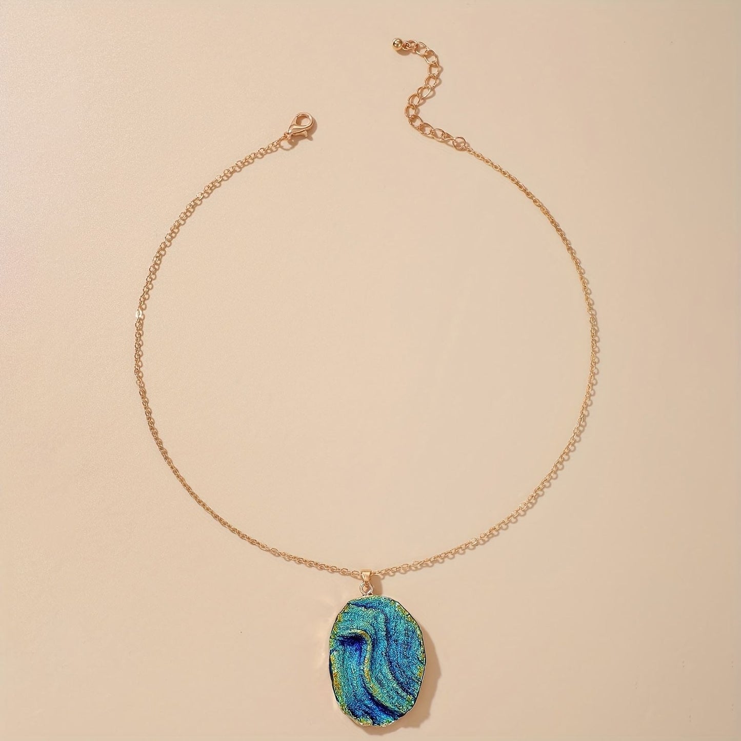 Personality Creative Alloy Geometric Irregular Colorful Round Piece Pendant Ladies Single Layer Necklace Clavicle Chain