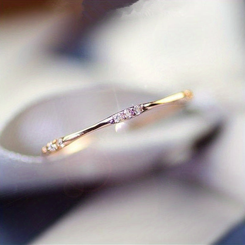 Glamorous Golden Shiny 9pcs Ditsy Artificial Diamond Simple Ring