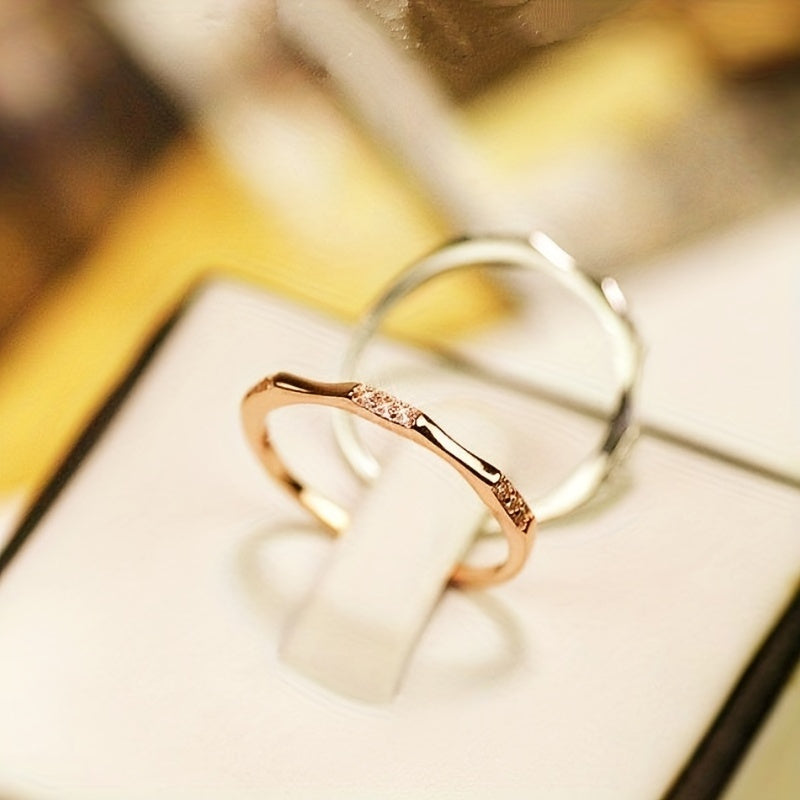 Glamorous Golden Shiny 9pcs Ditsy Artificial Diamond Simple Ring