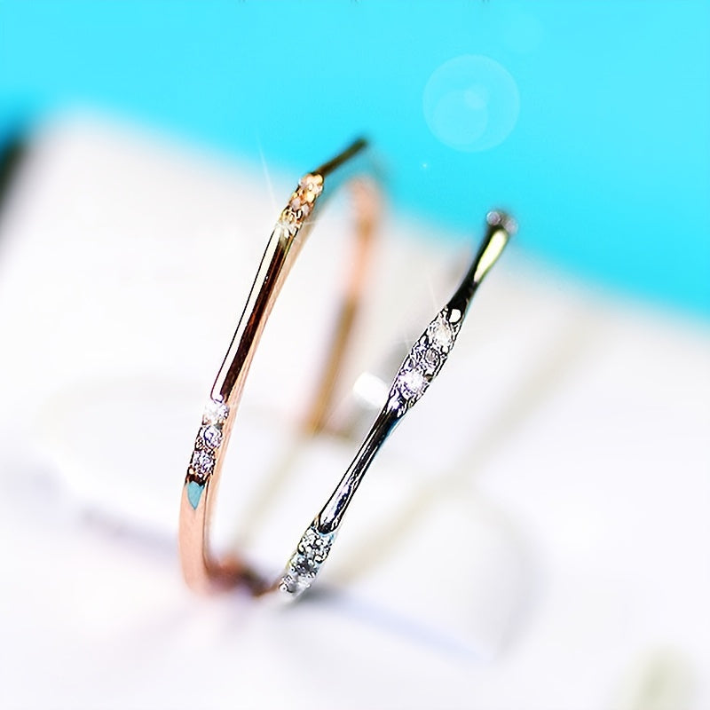 Glamorous Golden Shiny 9pcs Ditsy Artificial Diamond Simple Ring