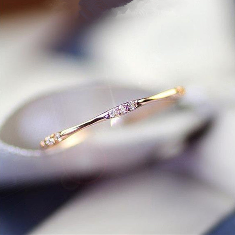 Glamorous Golden Shiny 9pcs Ditsy Artificial Diamond Simple Ring