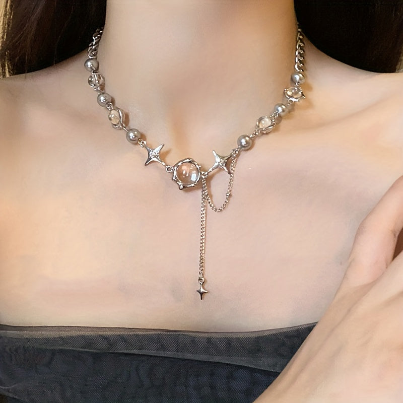 Add a touch of Y2K and Hip Hop style to your look with our Moonlight Zircon Cross Tassel Necklace - perfect for casual and party occasions!