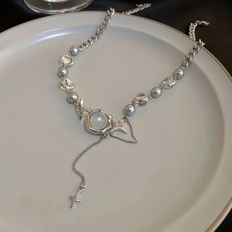 Add a touch of Y2K and Hip Hop style to your look with our Moonlight Zircon Cross Tassel Necklace - perfect for casual and party occasions!