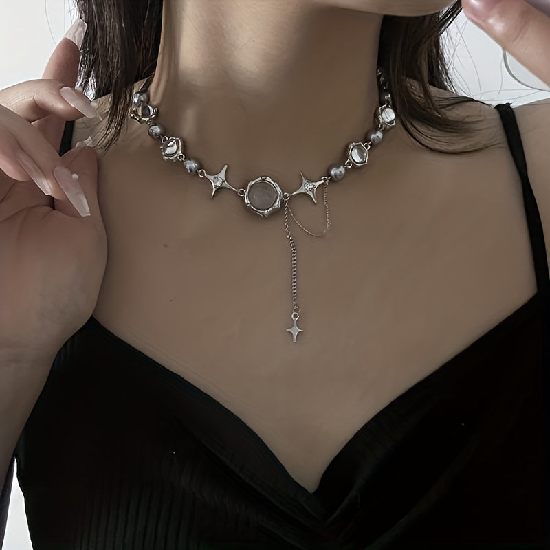 Add a touch of Y2K and Hip Hop style to your look with our Moonlight Zircon Cross Tassel Necklace - perfect for casual and party occasions!
