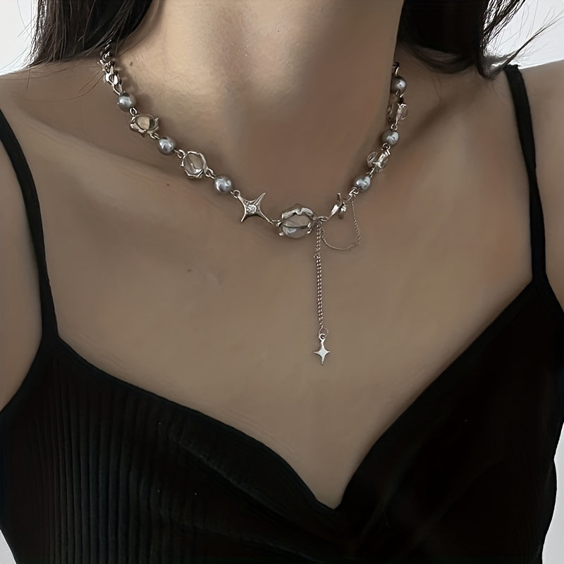 Add a touch of Y2K and Hip Hop style to your look with our Moonlight Zircon Cross Tassel Necklace - perfect for casual and party occasions!
