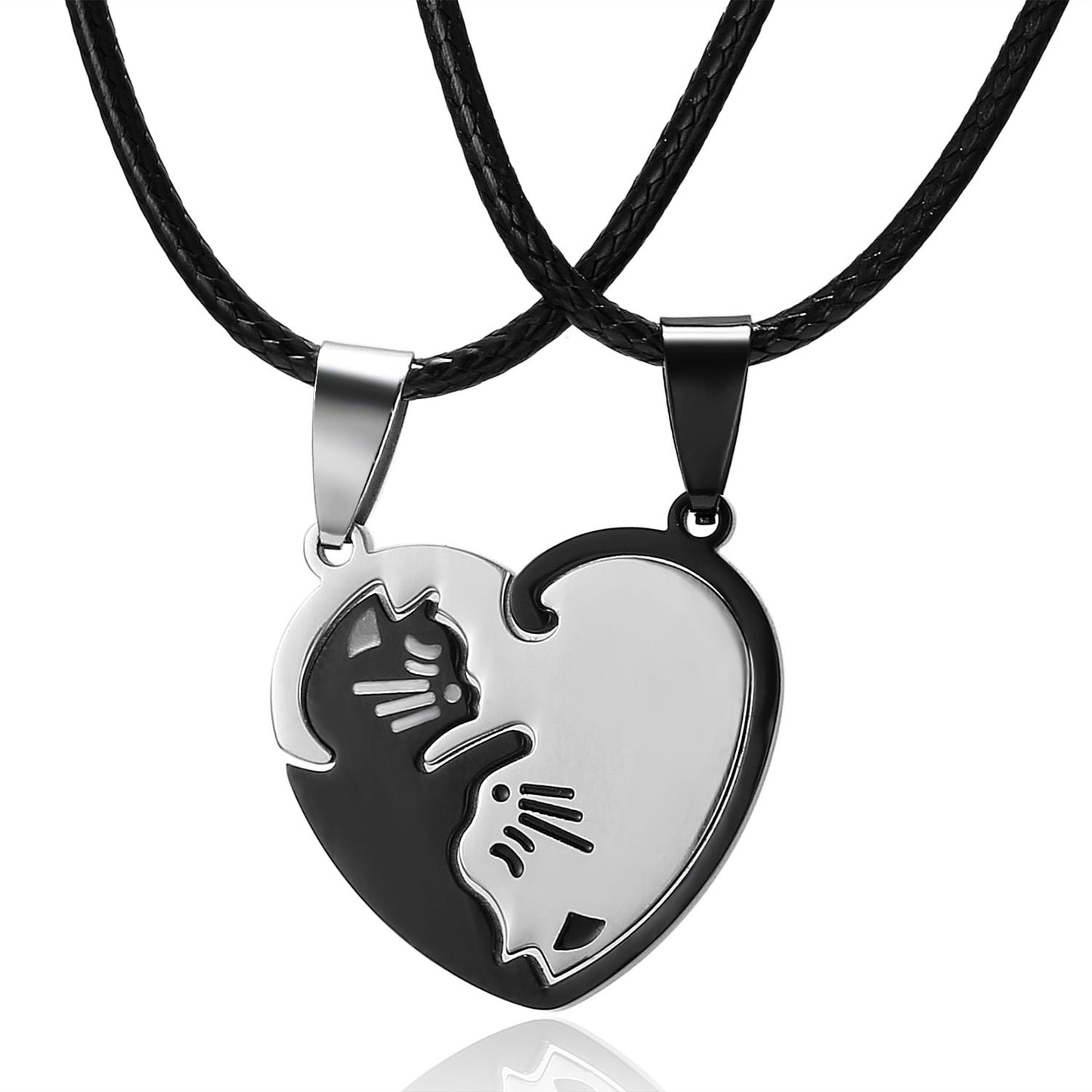 Couple Necklace Jewelry Choker Cute Cartoon Cat Animal Stainless Steel Necklace For Women Men Girl Boy Valentine's Day Gift