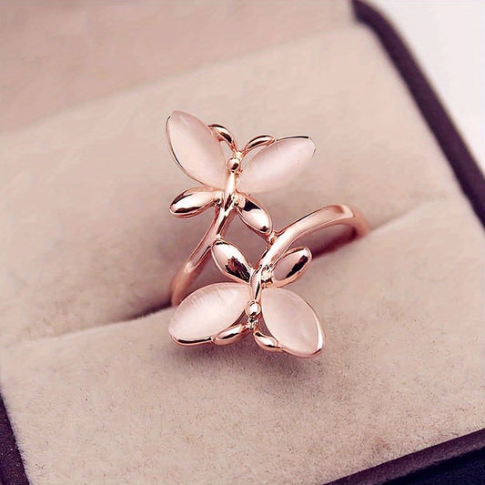 Elegant Big Butterfly Ring Inlaid Zircon Ladies Accessories Personality Ladies Finger Ring Jewelry