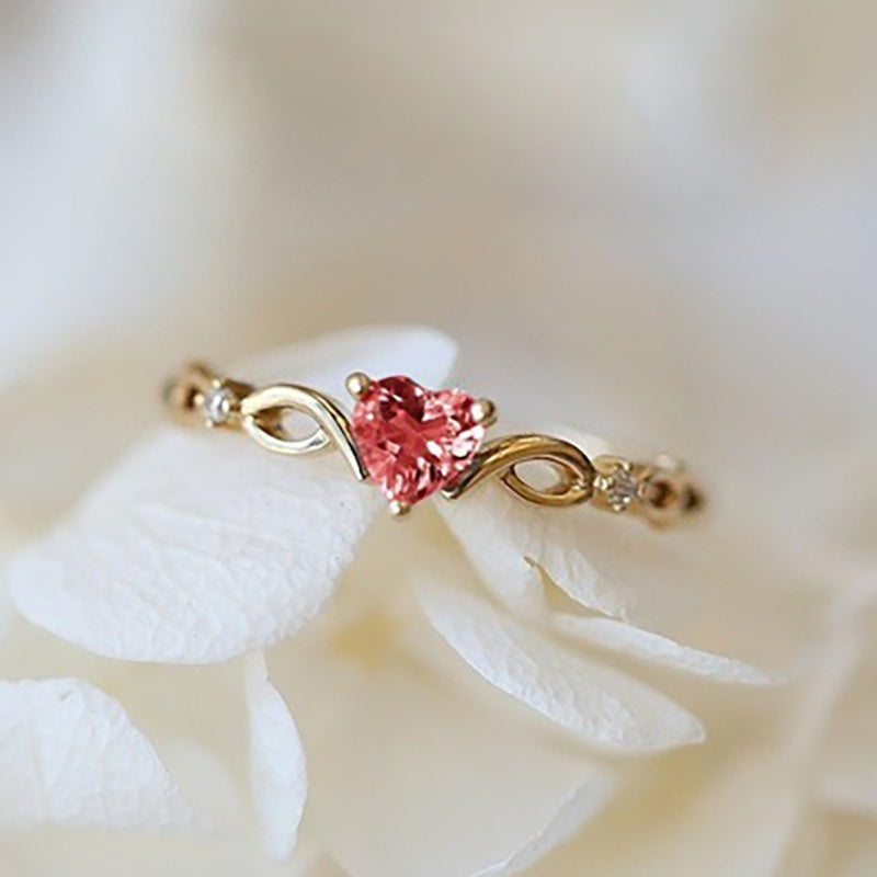 Anniversary Engagement Ring Love Heart Shape Synthetic Gemstones Gorgeous Ring Wedding Ring For Women Valentine's Day Gift