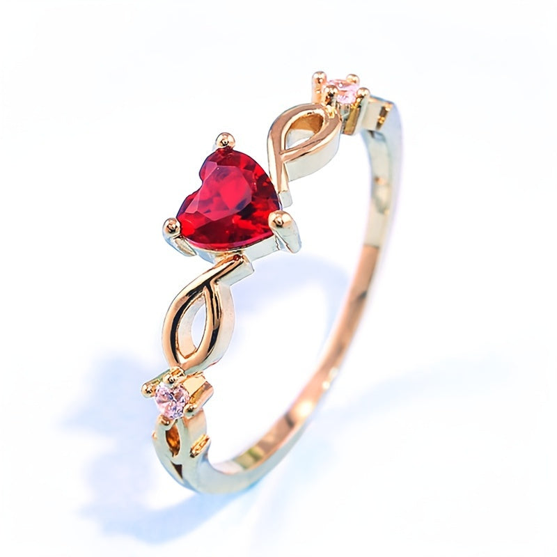 Anniversary Engagement Ring Love Heart Shape Synthetic Gemstones Gorgeous Ring Wedding Ring For Women Valentine's Day Gift