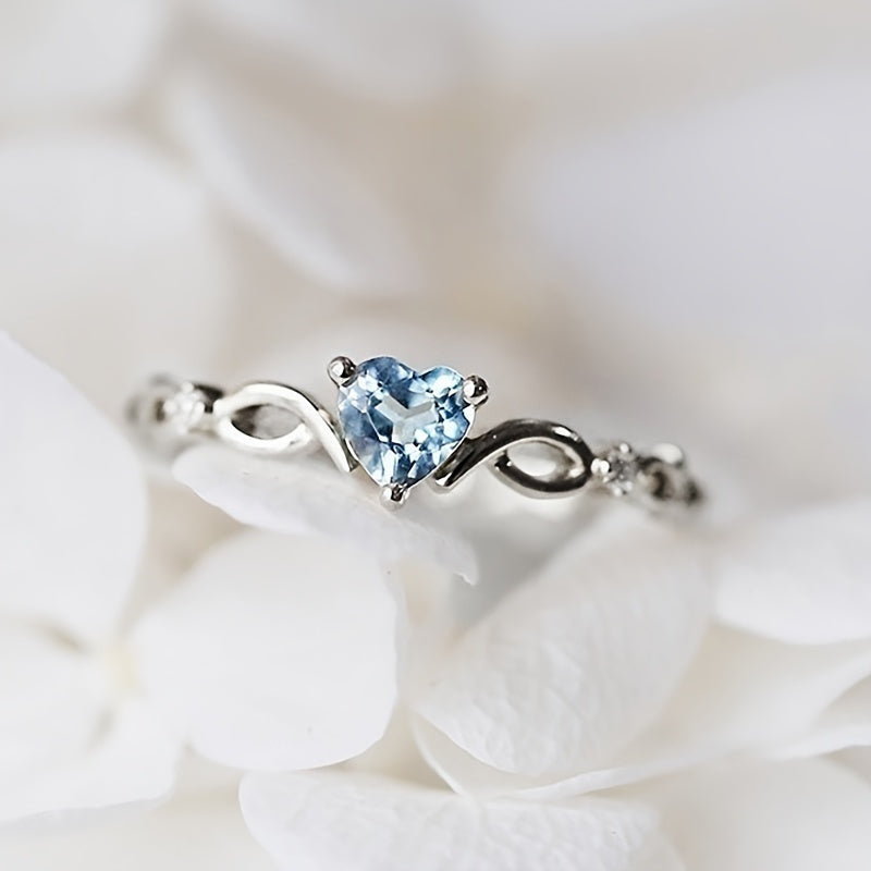 Anniversary Engagement Ring Love Heart Shape Synthetic Gemstones Gorgeous Ring Wedding Ring For Women Valentine's Day Gift