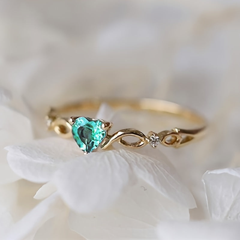 Anniversary Engagement Ring Love Heart Shape Synthetic Gemstones Gorgeous Ring Wedding Ring For Women Valentine's Day Gift