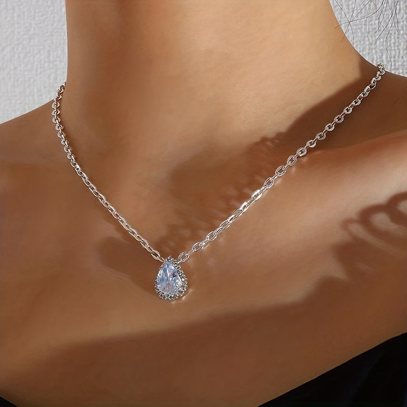Long Rhinestone Back Necklace Body Chains For Women Wedding Cubic Zirconia Backdrop Necklace Festival Dress Body Jewelry