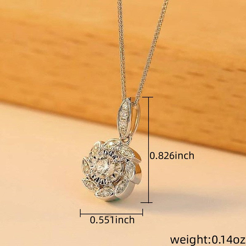 18K Gold Plated Flower Shape Zircon Necklace Sweater Chain Collarbone Accessories Birthday Holiday Gift Ladies Jewelry
