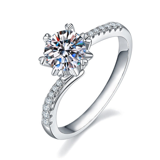 S925 Sterling Silver 1 Carat D Color Moissanite Diamond Ring