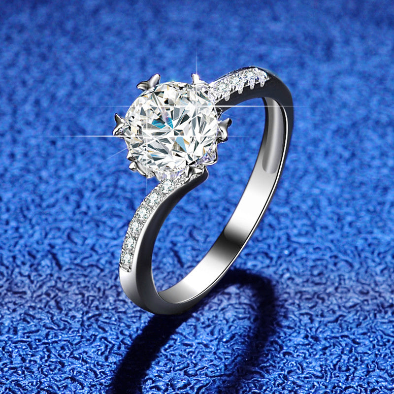 S925 Sterling Silver 1 Carat D Color Moissanite Diamond Ring