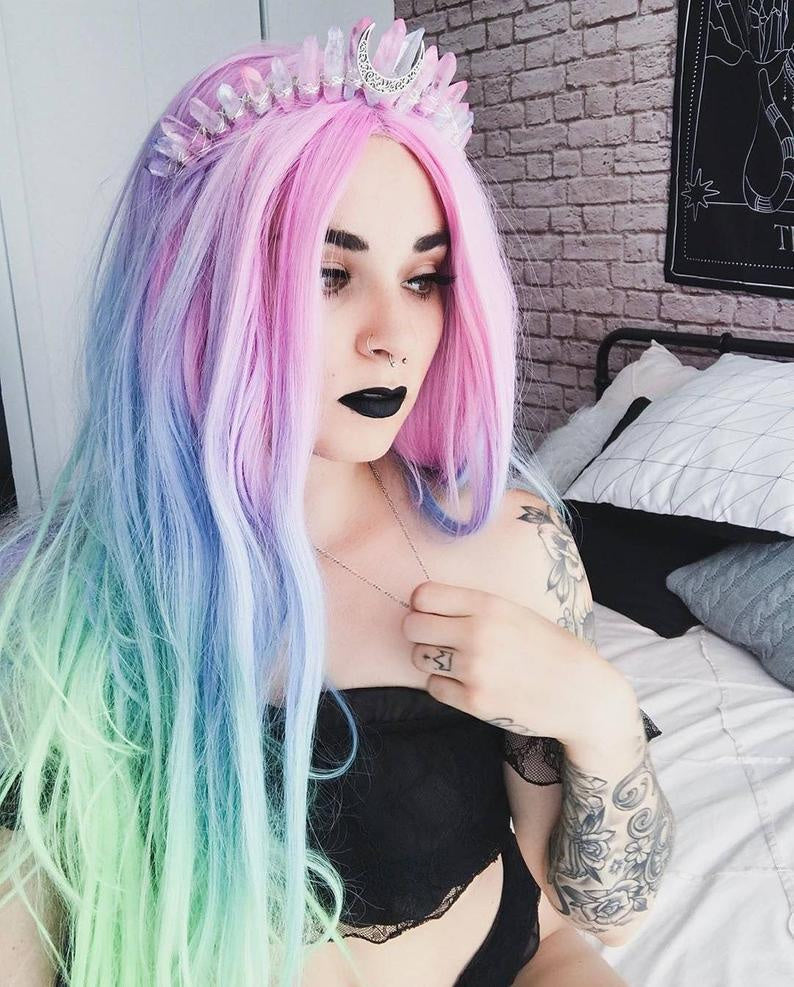 Rainbow Mermaid Colors Natural Crystal