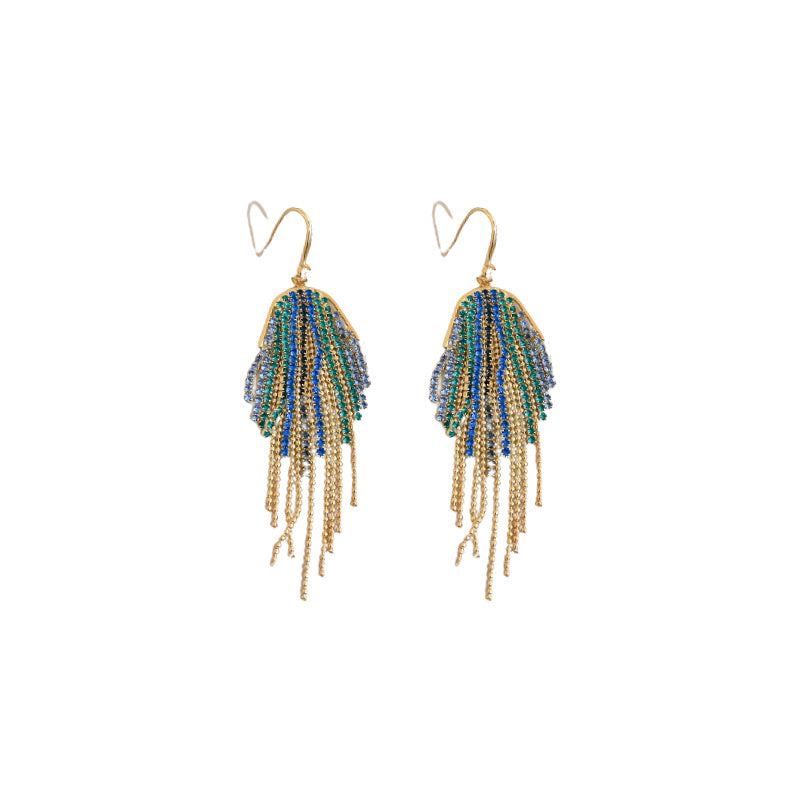 Diamond Inlaid U-shaped Long Tassel Ear Hook In Europe And America