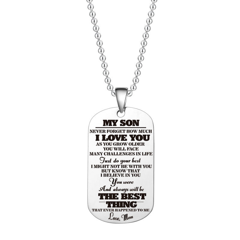 Stainless Steel Tag Necklace Key Ring