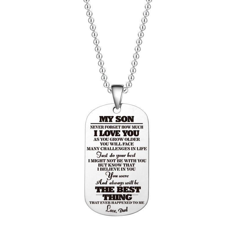 Stainless Steel Tag Necklace Key Ring