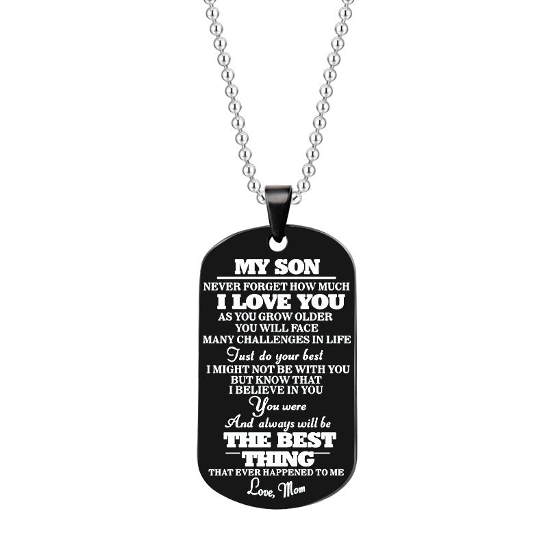 Stainless Steel Tag Necklace Key Ring