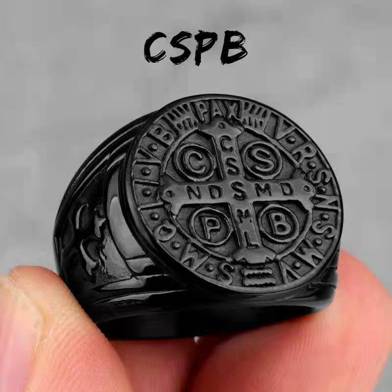 Cspb Cross Men's Stainless Steel Titanium Steel Ring